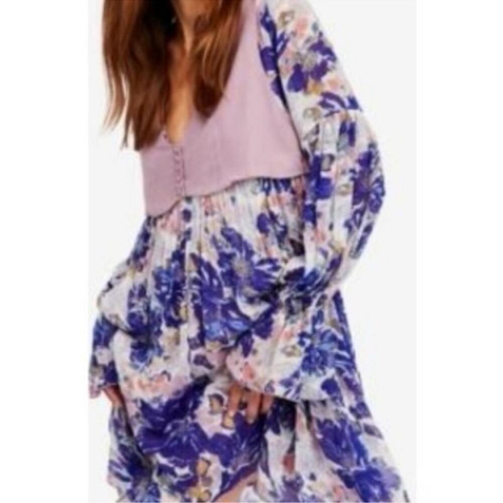 Purple floral dress with pink